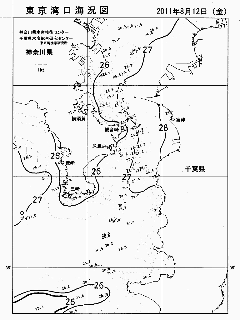 海況図, 東京湾口海況図 検索結果, (水温分布 等を図示)