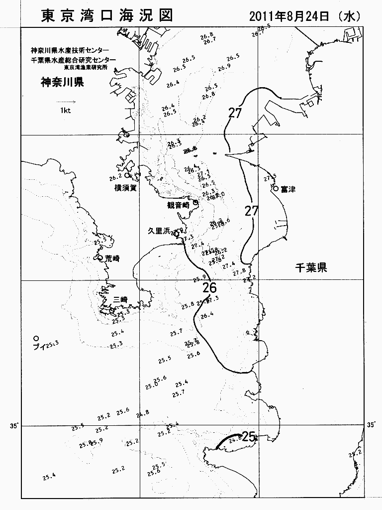 海況図, 東京湾口海況図 検索結果, (水温分布 等を図示)