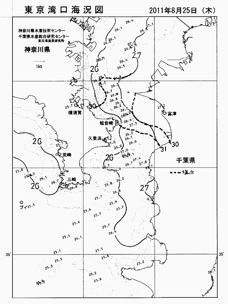 海況図, 東京湾口海況図 検索結果, (水温分布 等を図示)