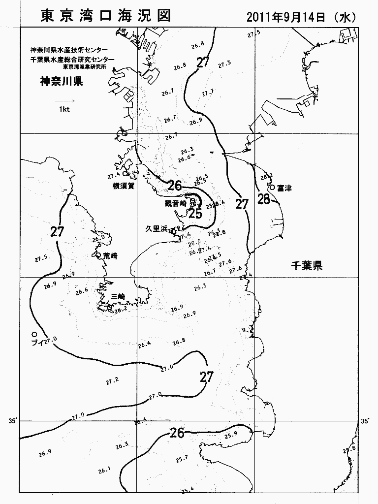 海況図, 東京湾口海況図 検索結果, (水温分布 等を図示)
