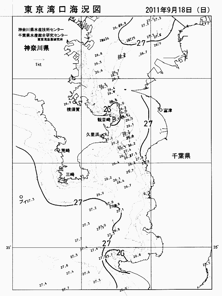 海況図, 東京湾口海況図 検索結果, (水温分布 等を図示)