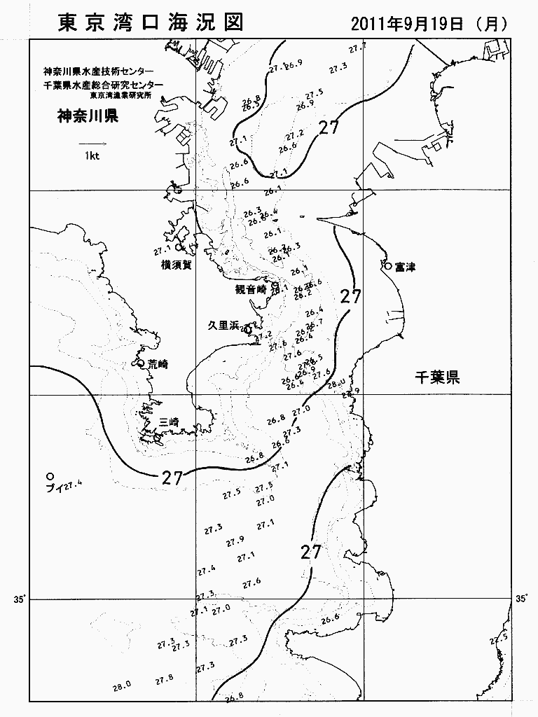海況図, 東京湾口海況図 検索結果, (水温分布 等を図示)