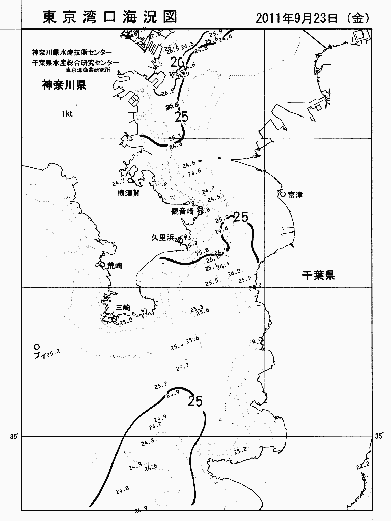 海況図, 東京湾口海況図 検索結果, (水温分布 等を図示)