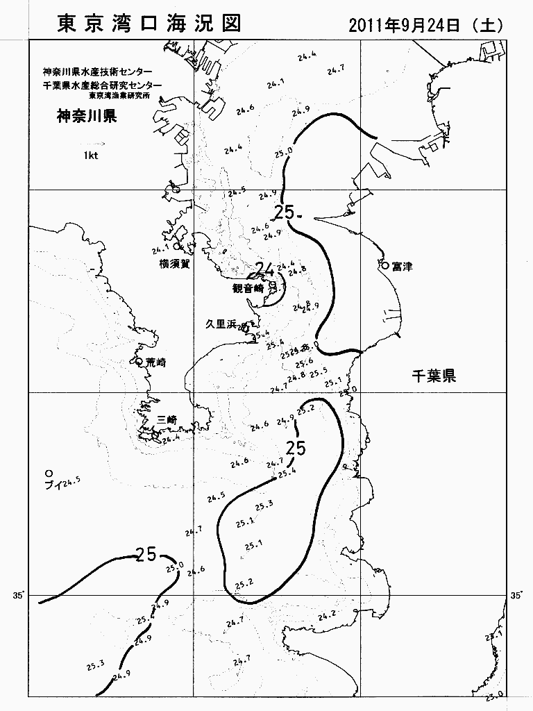 海況図, 東京湾口海況図 検索結果, (水温分布 等を図示)