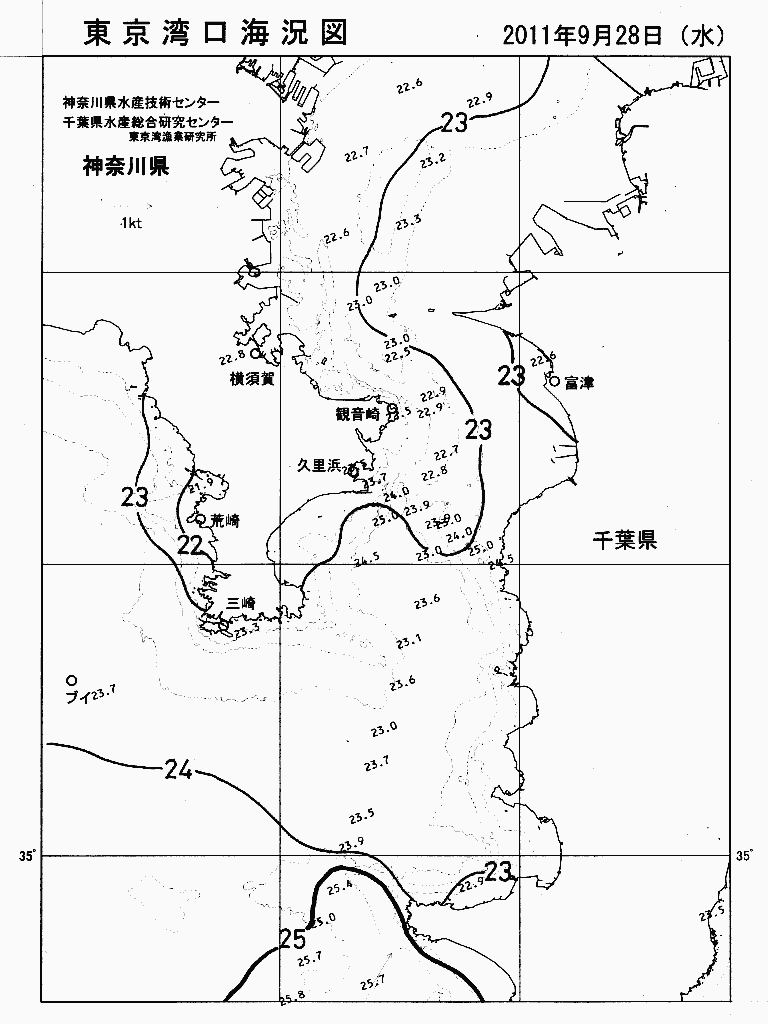 海況図, 東京湾口海況図 検索結果, (水温分布 等を図示)