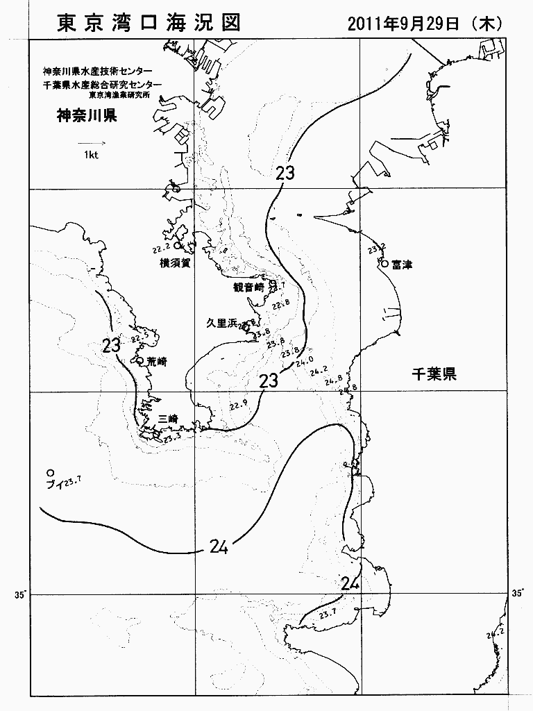 海況図, 東京湾口海況図 検索結果, (水温分布 等を図示)