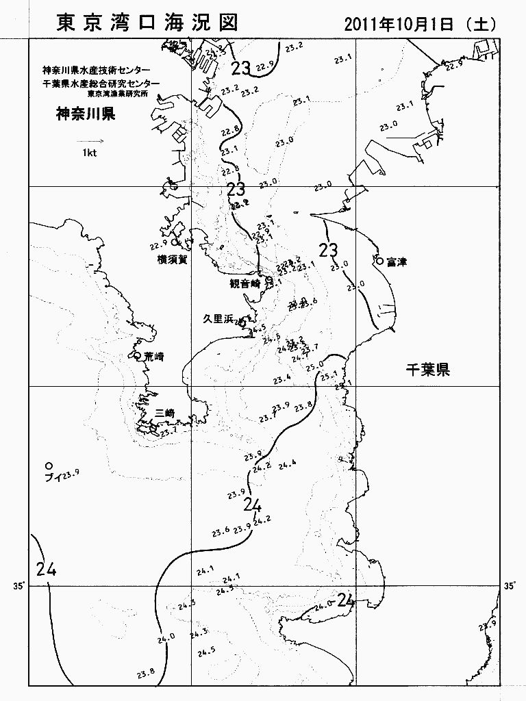 海況図, 東京湾口海況図 検索結果, (水温分布 等を図示)