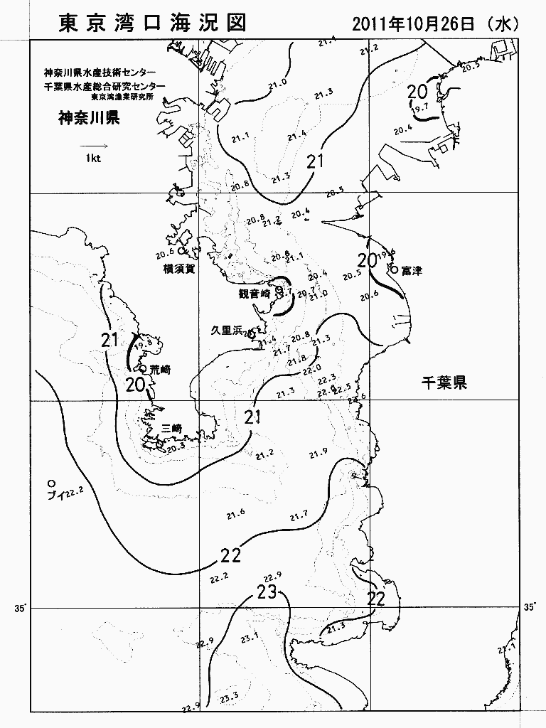 海況図, 東京湾口海況図 検索結果, (水温分布 等を図示)