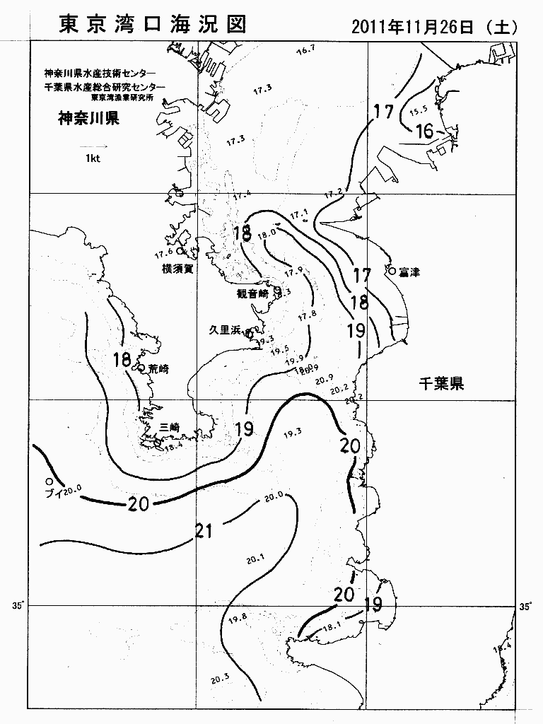 海況図, 東京湾口海況図 検索結果, (水温分布 等を図示)