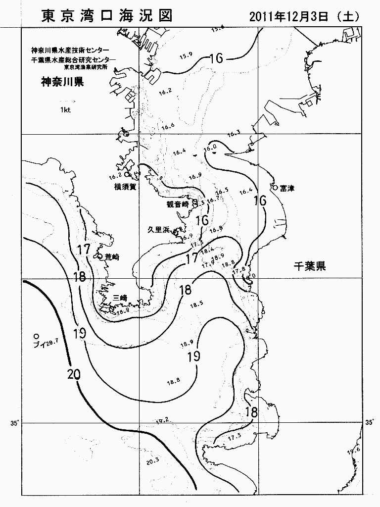 海況図, 東京湾口海況図 検索結果, (水温分布 等を図示)