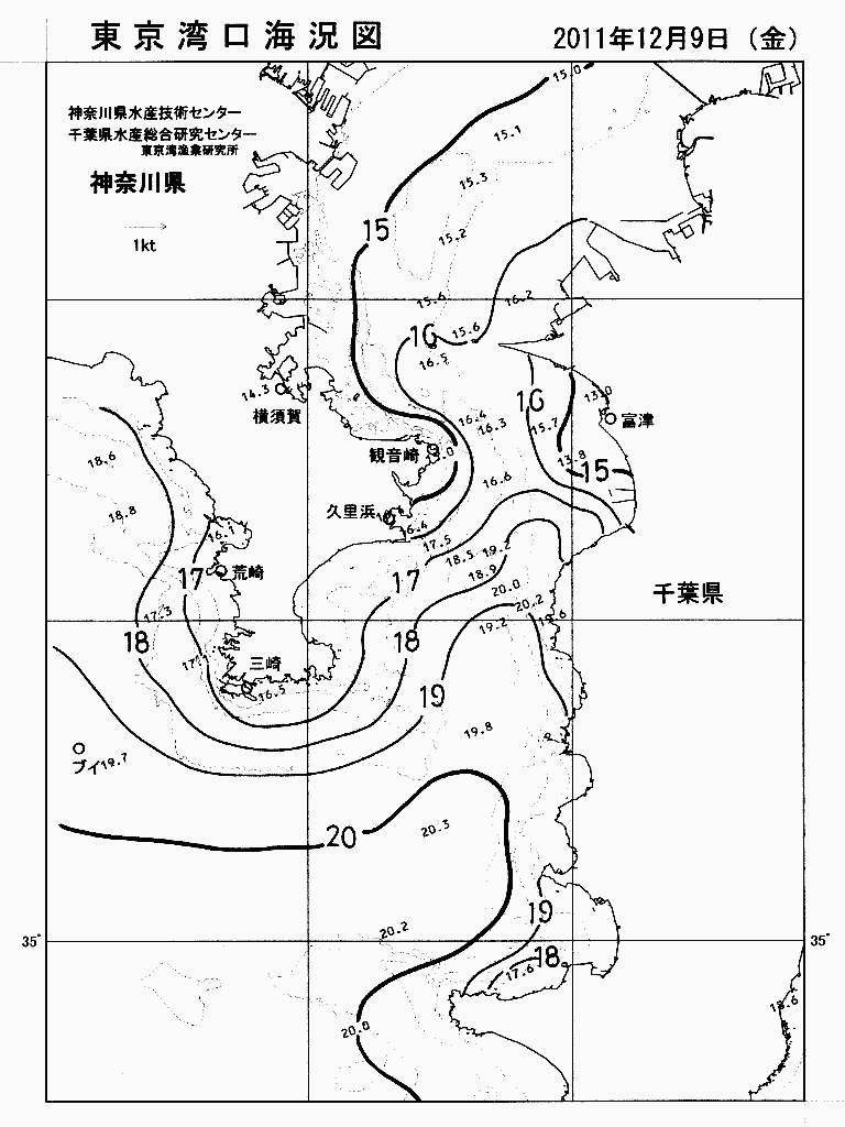 海況図, 東京湾口海況図 検索結果, (水温分布 等を図示)
