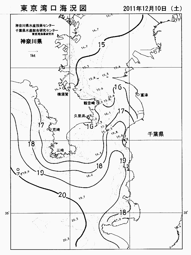 海況図, 東京湾口海況図 検索結果, (水温分布 等を図示)