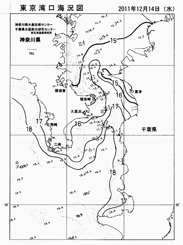 海況図, 東京湾口海況図 検索結果, (水温分布 等を図示)