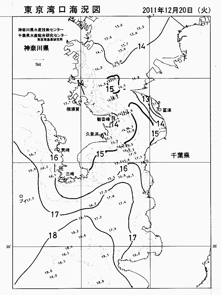 海況図, 東京湾口海況図 検索結果, (水温分布 等を図示)