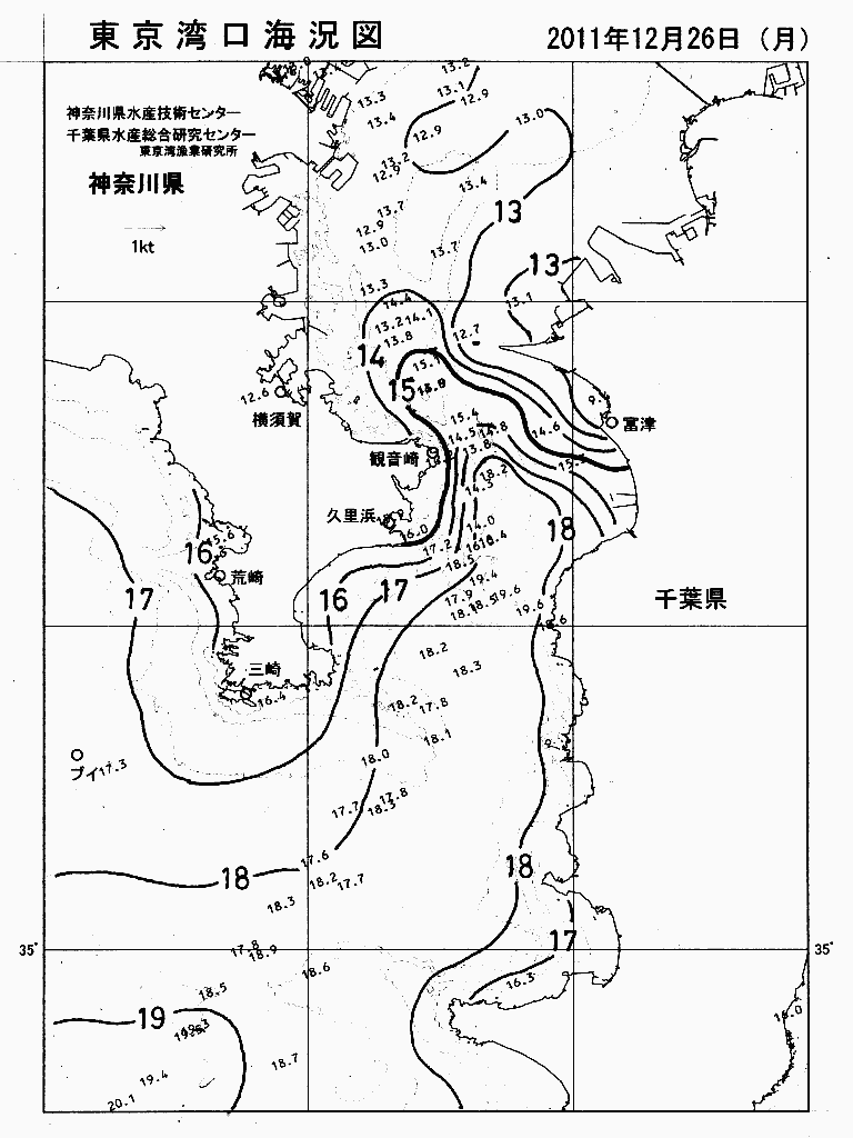 海況図, 東京湾口海況図 検索結果, (水温分布 等を図示)