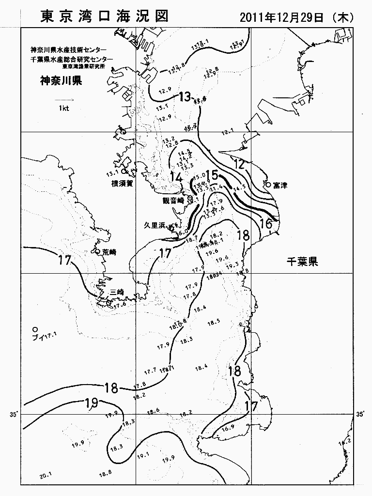 海況図, 東京湾口海況図 検索結果, (水温分布 等を図示)