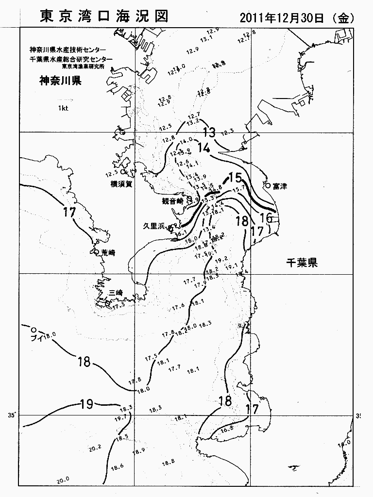海況図, 東京湾口海況図 検索結果, (水温分布 等を図示)