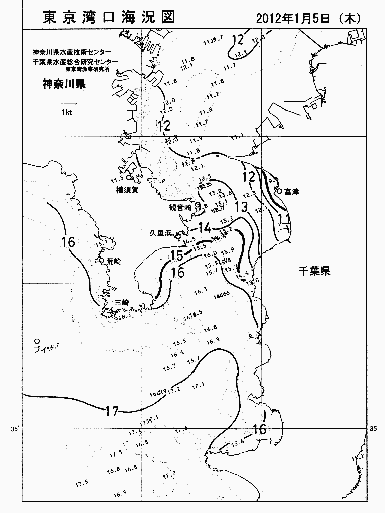 海況図, 東京湾口海況図 検索結果, (水温分布 等を図示)