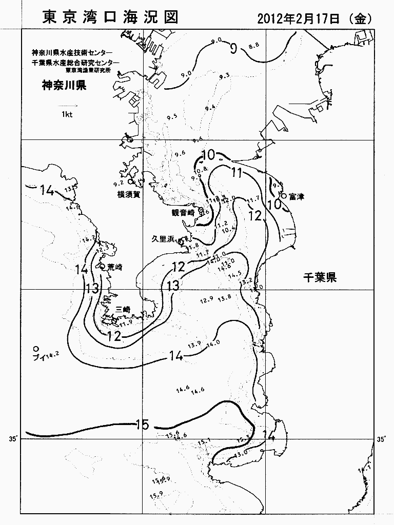 海況図, 東京湾口海況図 検索結果, (水温分布 等を図示)