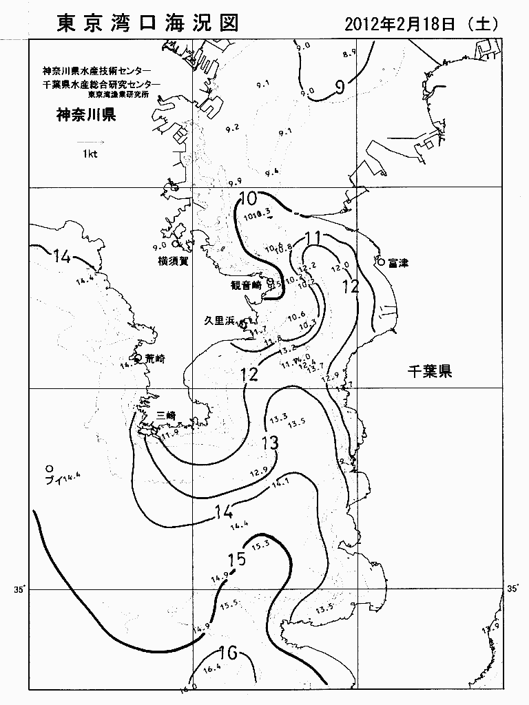 海況図, 東京湾口海況図 検索結果, (水温分布 等を図示)
