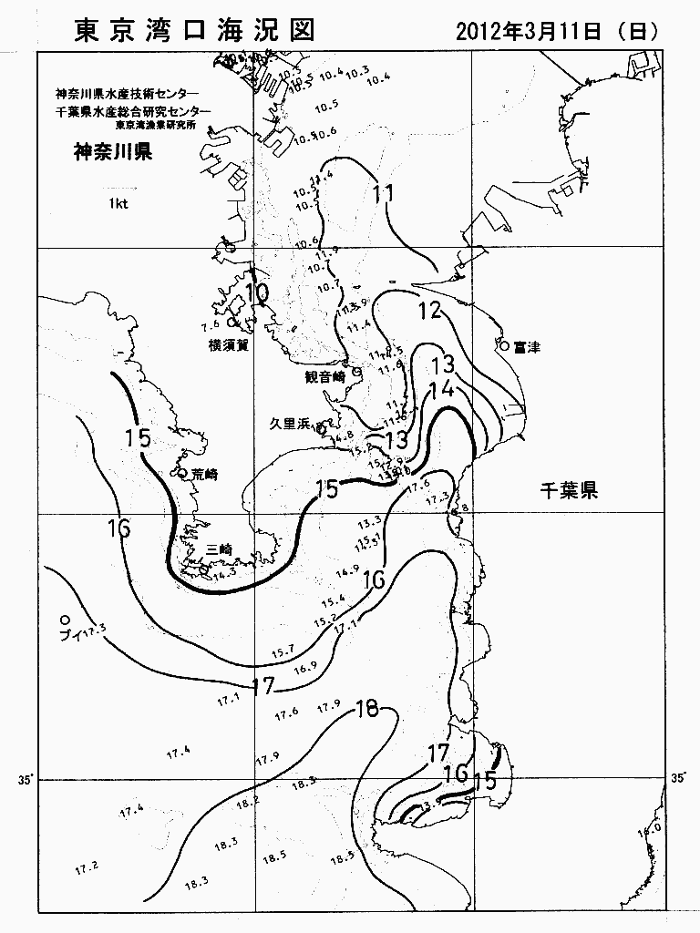 海況図, 東京湾口海況図 検索結果, (水温分布 等を図示)