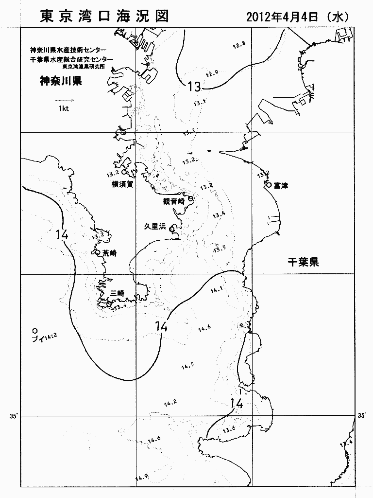 海況図, 東京湾口海況図 検索結果, (水温分布 等を図示)