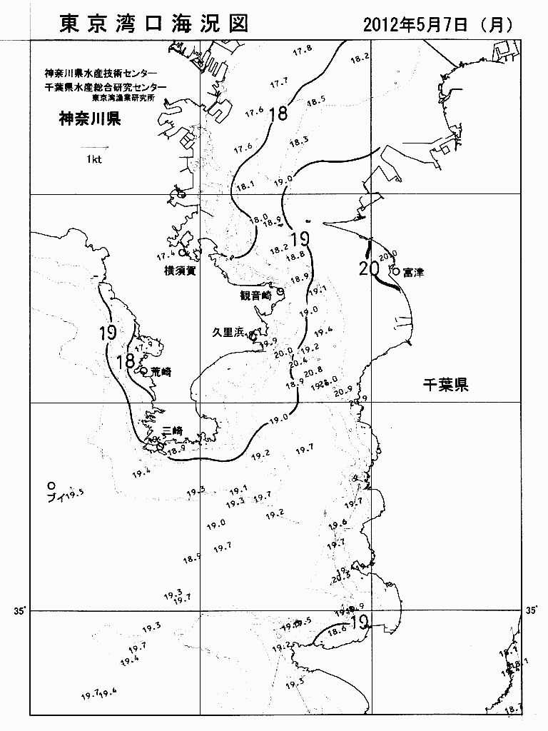 海況図, 東京湾口海況図 検索結果, (水温分布 等を図示)
