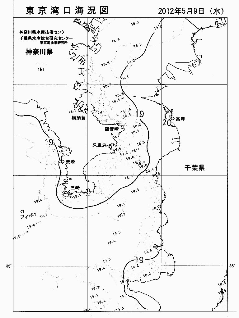 海況図, 東京湾口海況図 検索結果, (水温分布 等を図示)