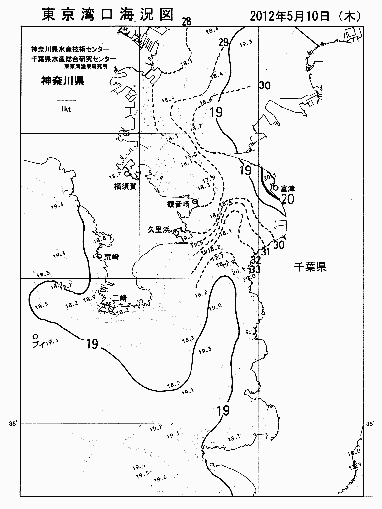 海況図, 東京湾口海況図 検索結果, (水温分布 等を図示)