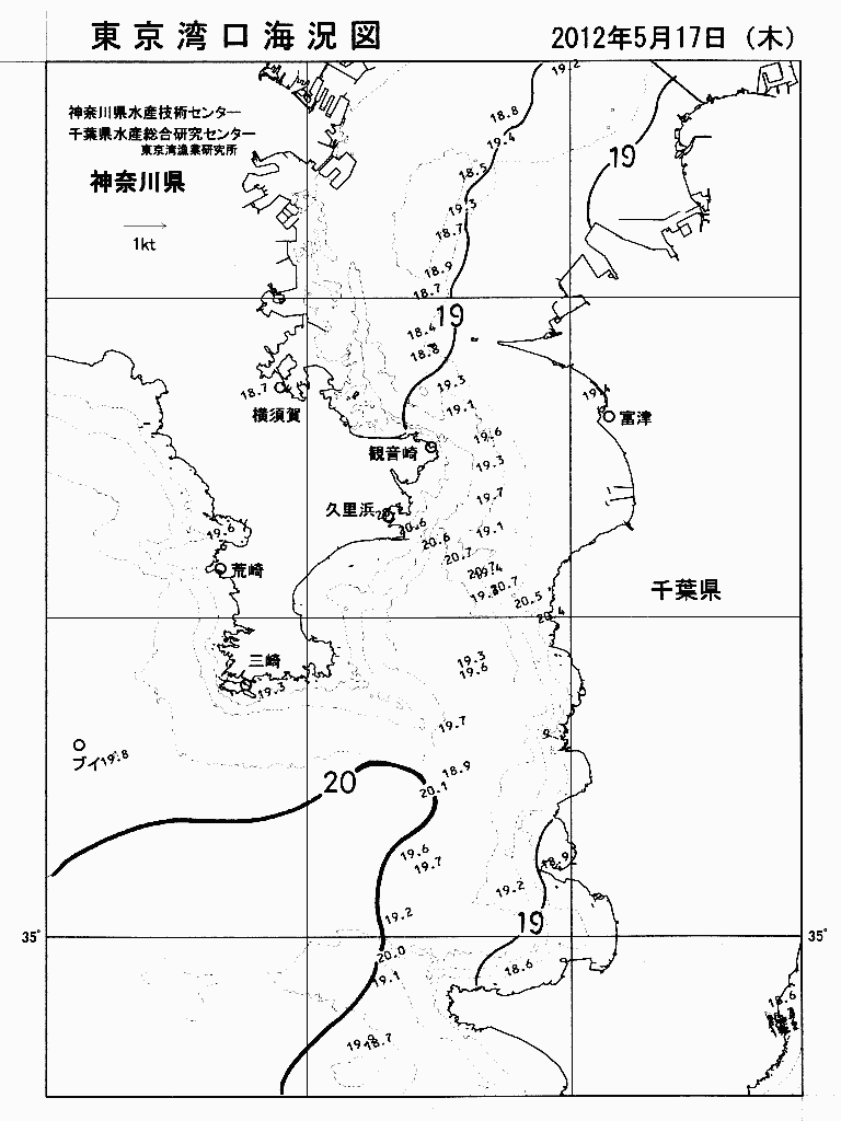 海況図, 東京湾口海況図 検索結果, (水温分布 等を図示)