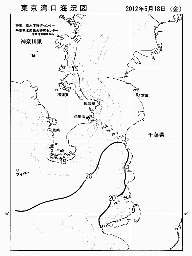 海況図, 東京湾口海況図 検索結果, (水温分布 等を図示)