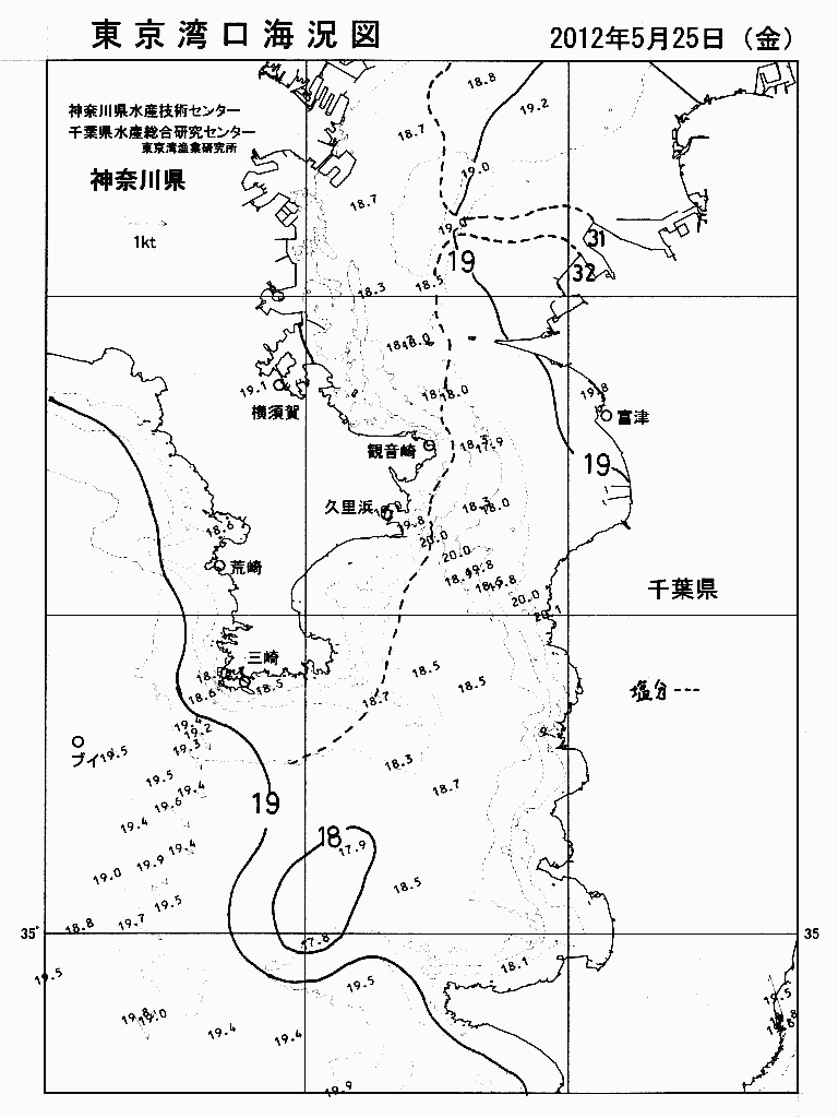 海況図, 東京湾口海況図 検索結果, (水温分布 等を図示)