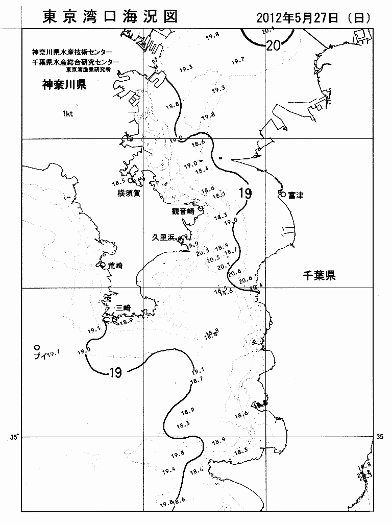海況図, 東京湾口海況図 検索結果, (水温分布 等を図示)