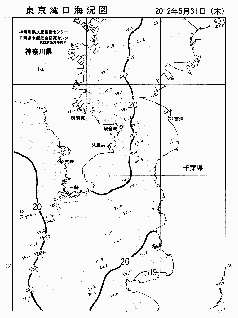 海況図, 東京湾口海況図 検索結果, (水温分布 等を図示)