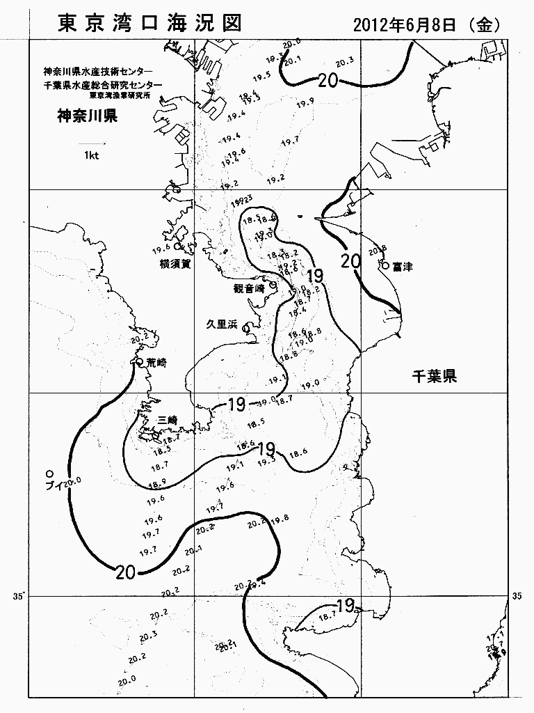 海況図, 東京湾口海況図 検索結果, (水温分布 等を図示)