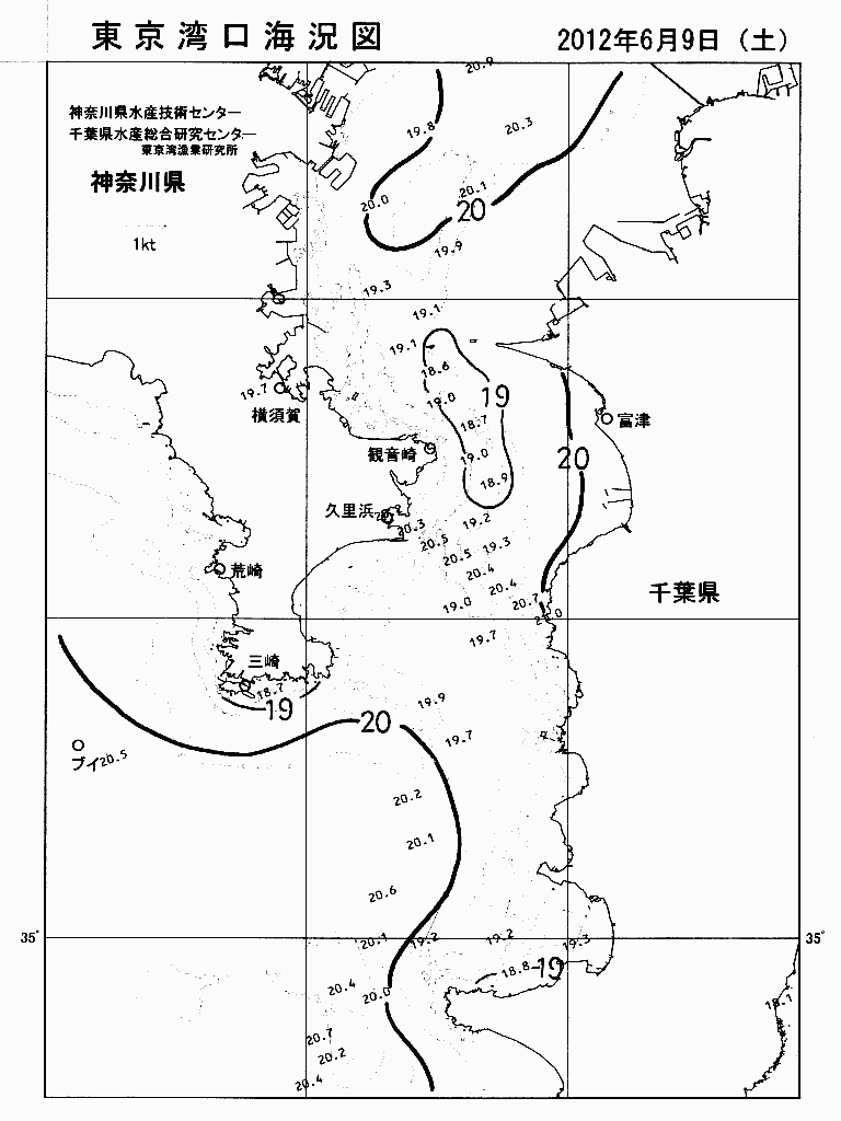 海況図, 東京湾口海況図 検索結果, (水温分布 等を図示)
