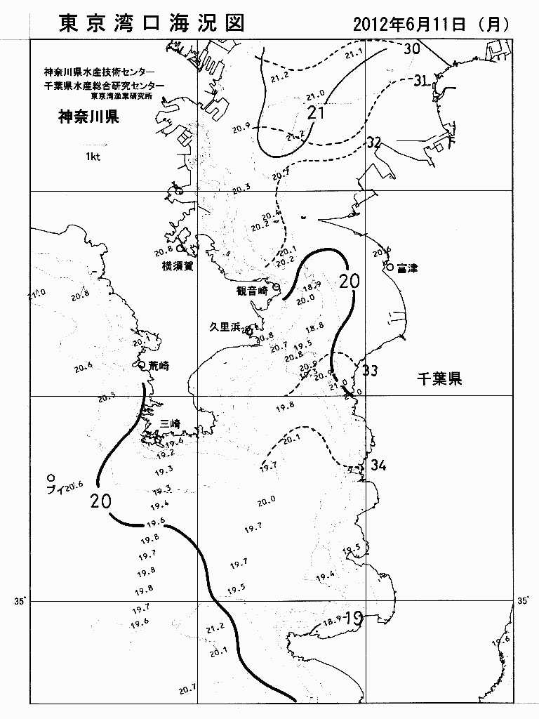 海況図, 東京湾口海況図 検索結果, (水温分布 等を図示)
