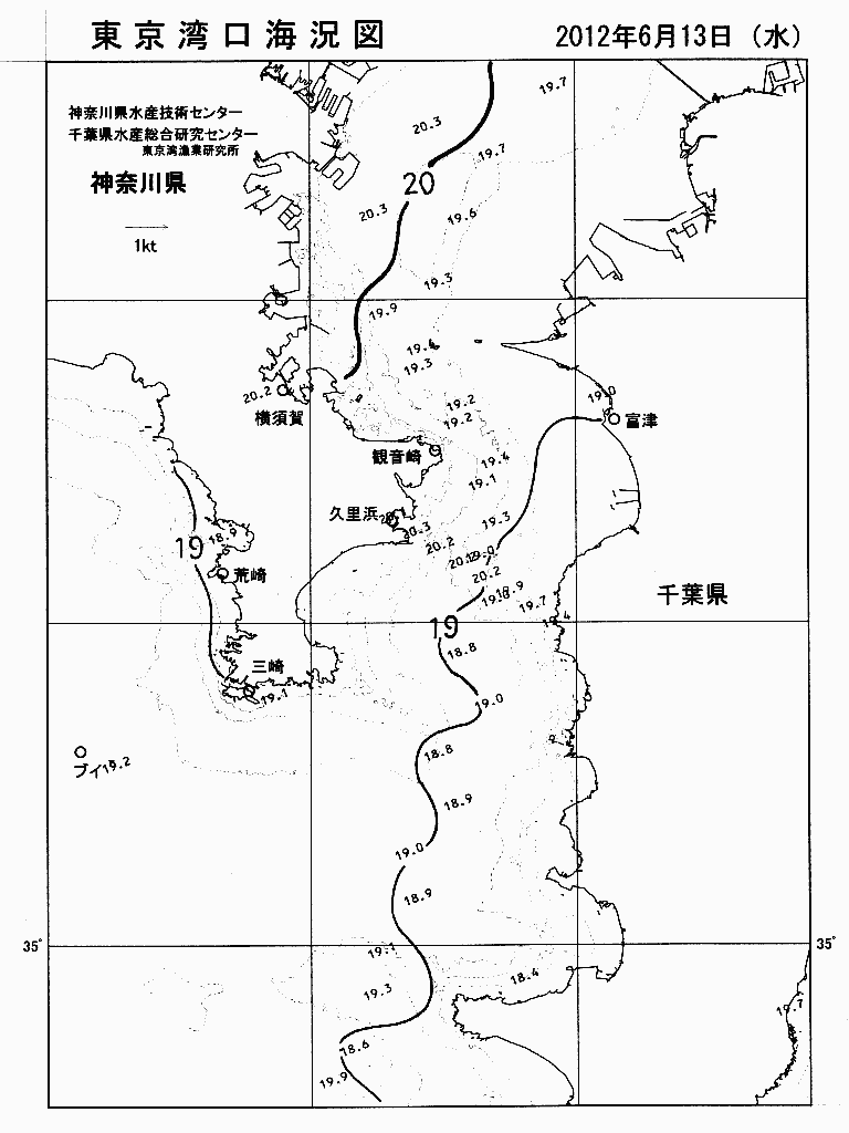 海況図, 東京湾口海況図 検索結果, (水温分布 等を図示)