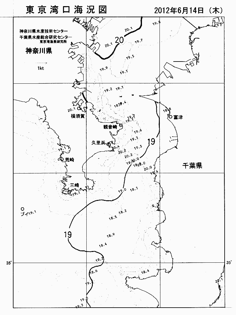 海況図, 東京湾口海況図 検索結果, (水温分布 等を図示)
