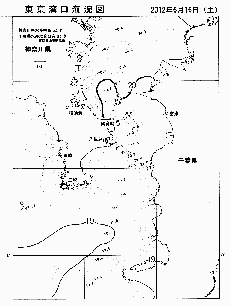 海況図, 東京湾口海況図 検索結果, (水温分布 等を図示)