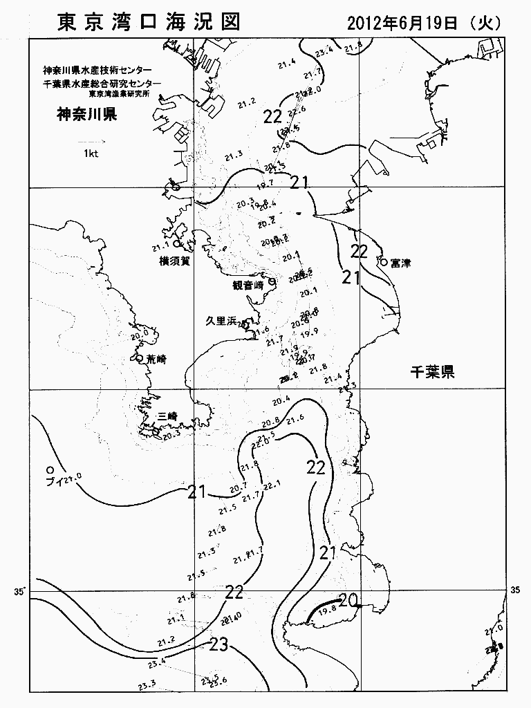 海況図, 東京湾口海況図 検索結果, (水温分布 等を図示)