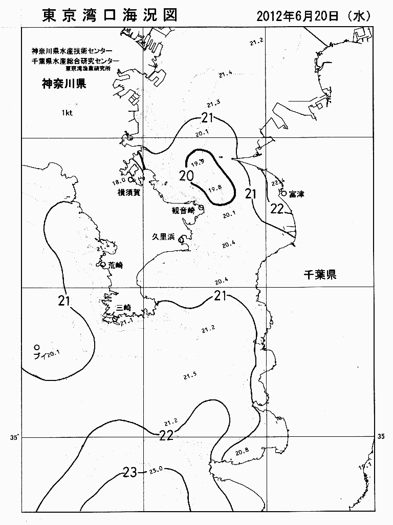 海況図, 東京湾口海況図 検索結果, (水温分布 等を図示)