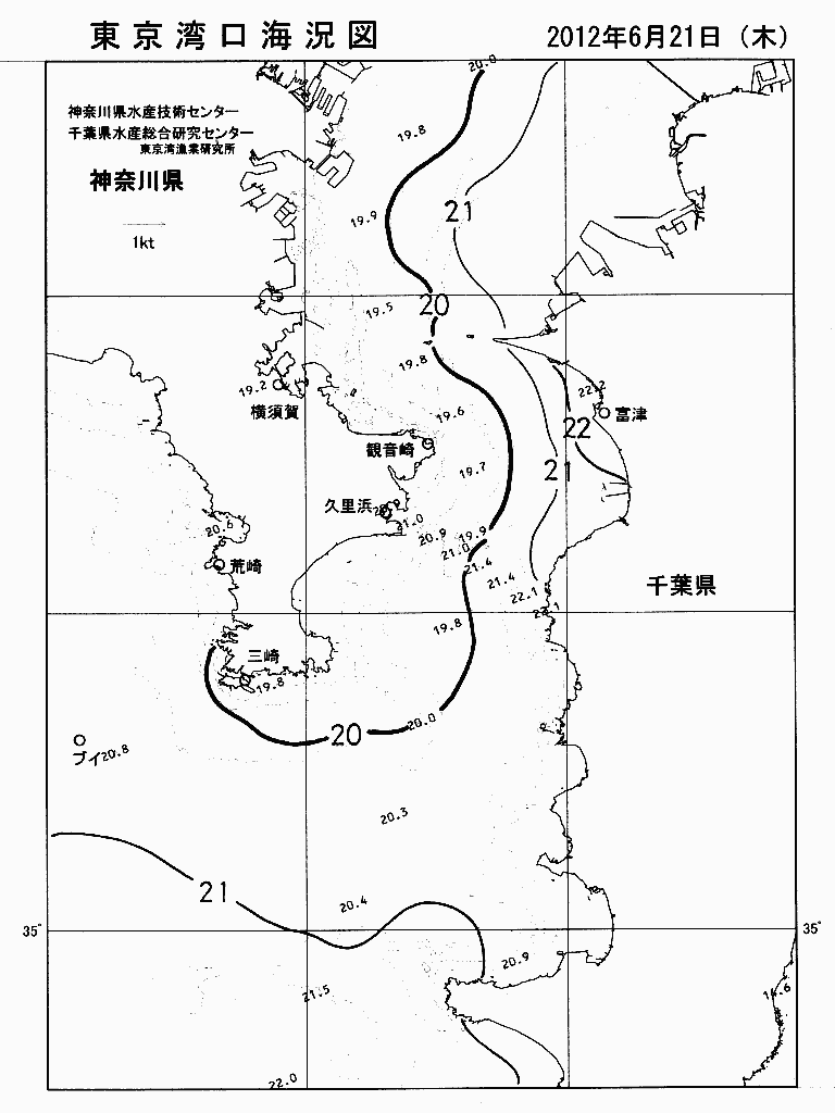 海況図, 東京湾口海況図 検索結果, (水温分布 等を図示)
