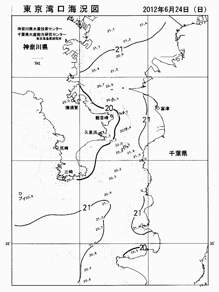 海況図, 東京湾口海況図 検索結果, (水温分布 等を図示)