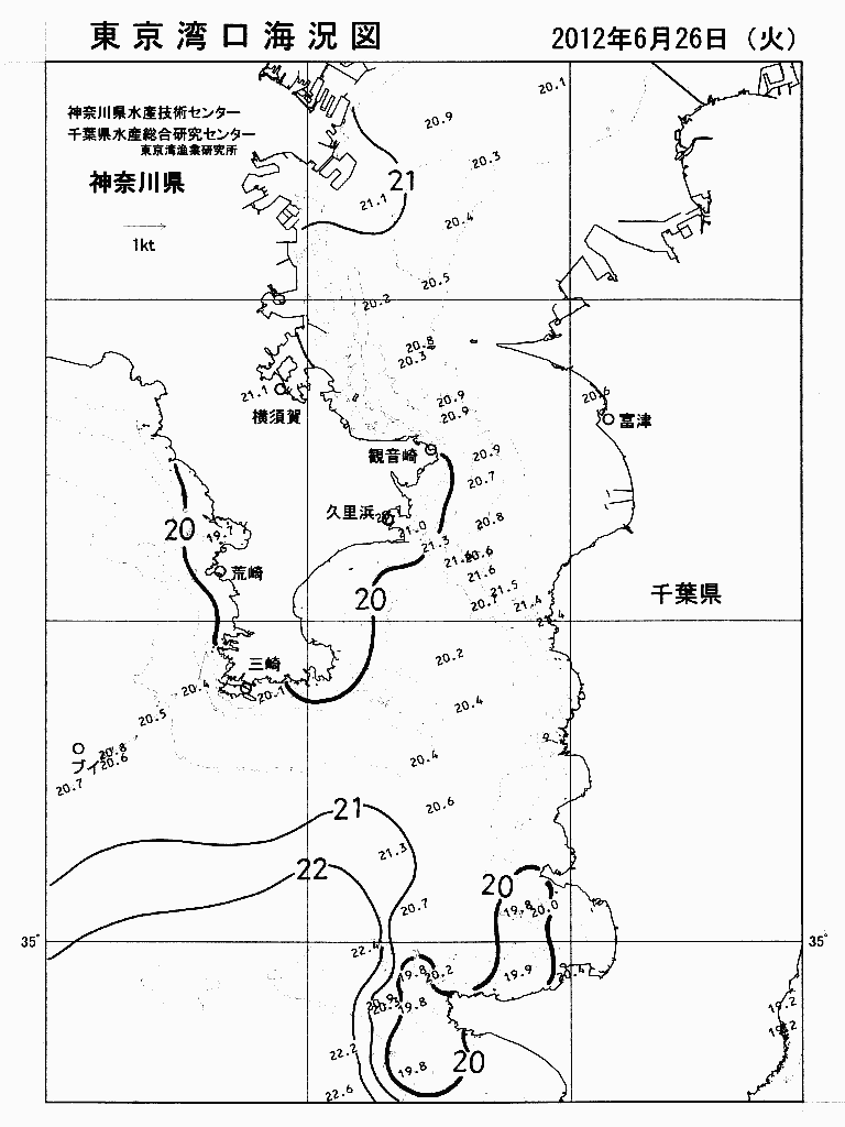 海況図, 東京湾口海況図 検索結果, (水温分布 等を図示)