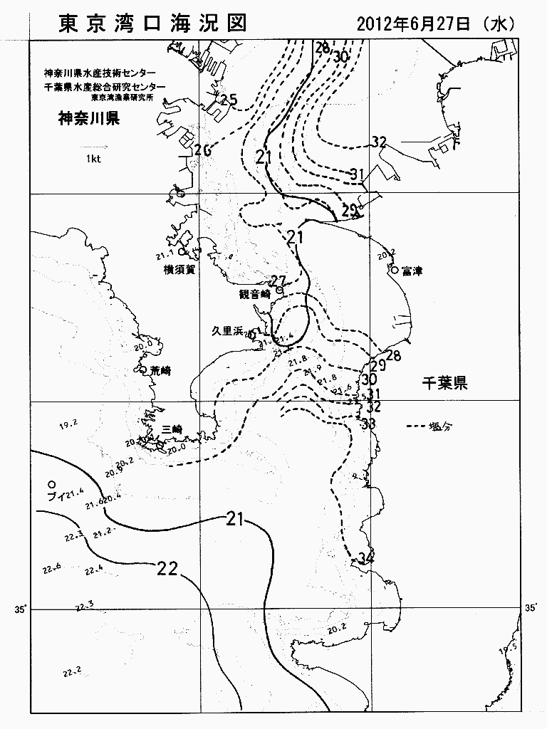 海況図, 東京湾口海況図 検索結果, (水温分布 等を図示)
