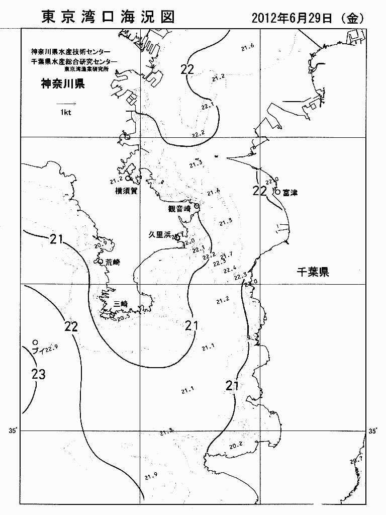 海況図, 東京湾口海況図 検索結果, (水温分布 等を図示)