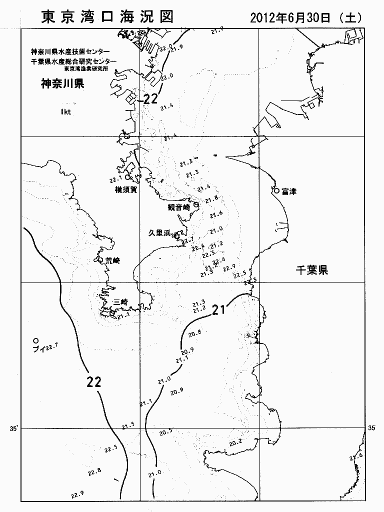 海況図, 東京湾口海況図 検索結果, (水温分布 等を図示)