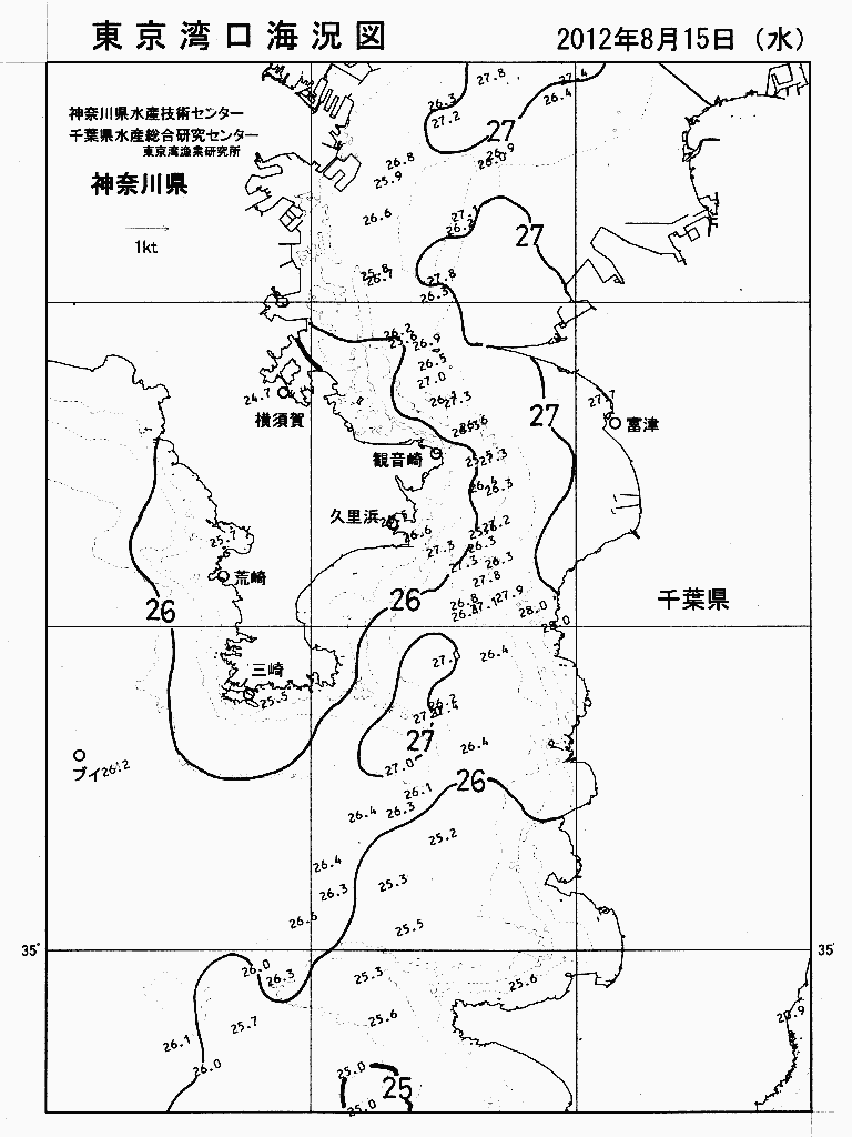 海況図, 東京湾口海況図 検索結果, (水温分布 等を図示)