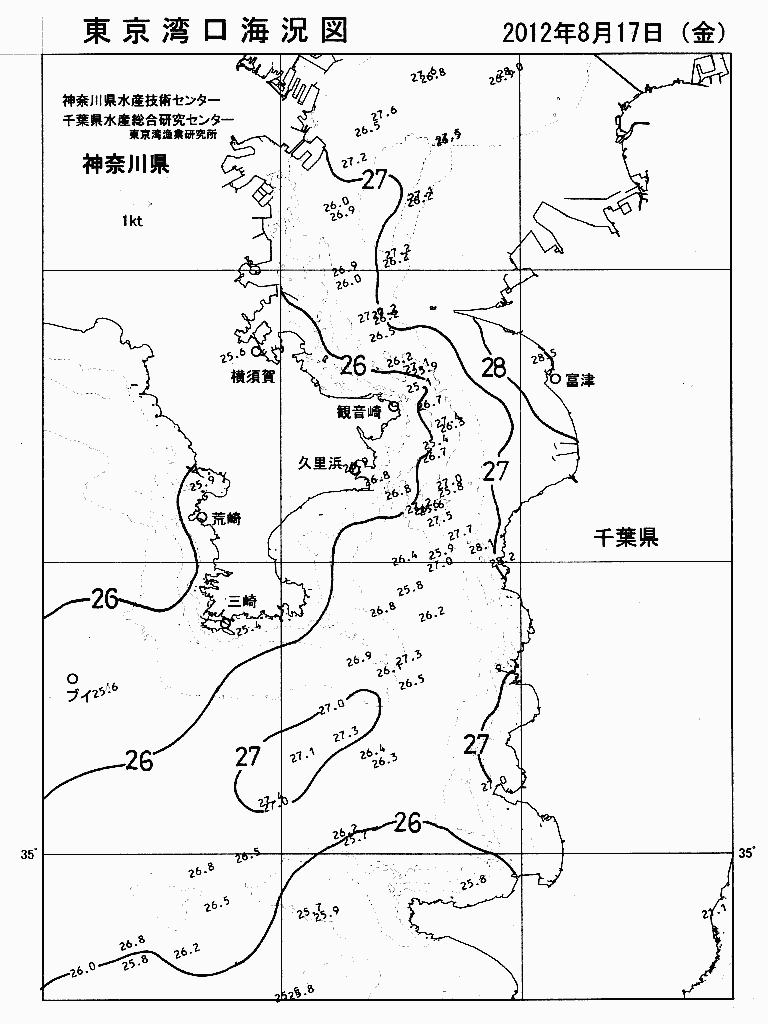 海況図, 東京湾口海況図 検索結果, (水温分布 等を図示)
